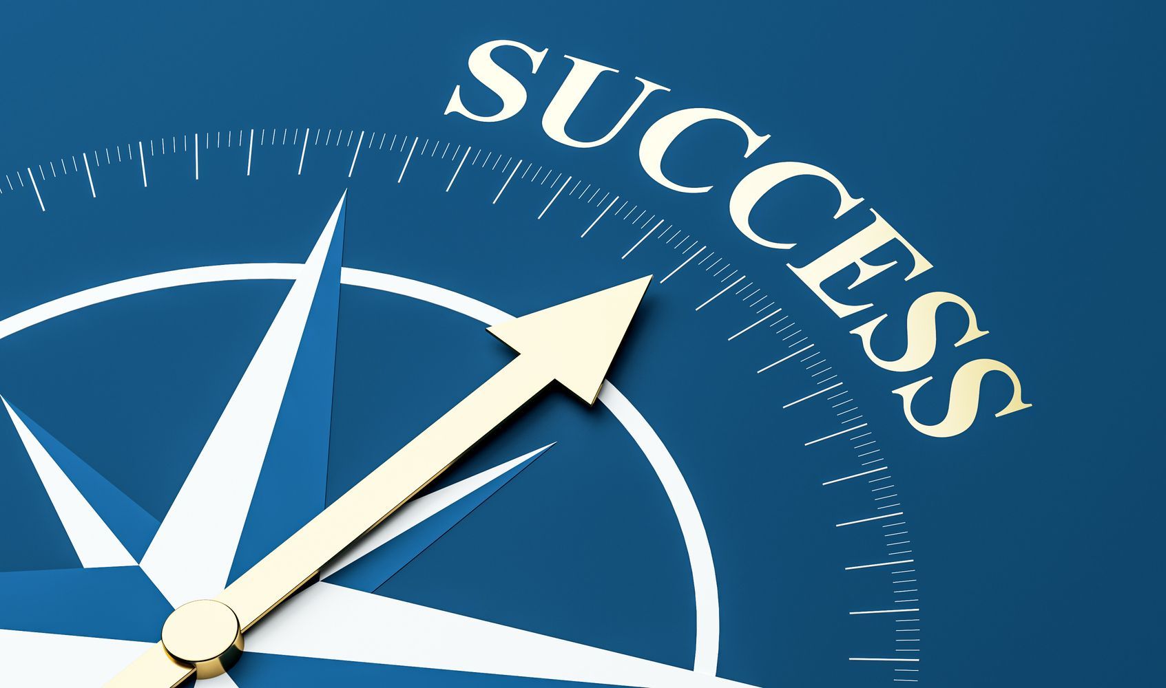 Compass needle pointing toward the word SUCCESS on blue background symbolizing direction, progress, and business vision concept template. 3D Rendering